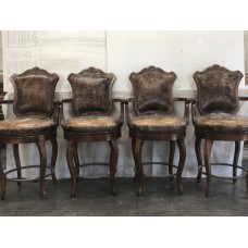 Distressed Leather Swivel Bar Chairs (set of 4 chairs)